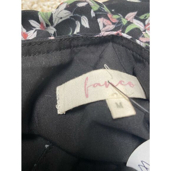 Fanco Black Floral Spaghetti Strap Asymmetrical Dress Size Medium NWT - Picture 7 of 9